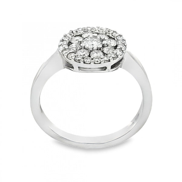 18ct White Gold Diamond Flower Cluster Ring - Size M½ - 0.69ct