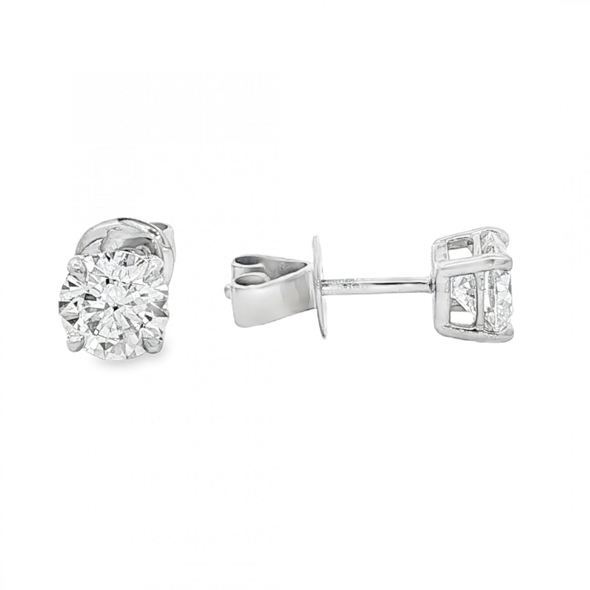 1.40ct White Gold Certified Round Diamond Stud Earrings - VS1/D