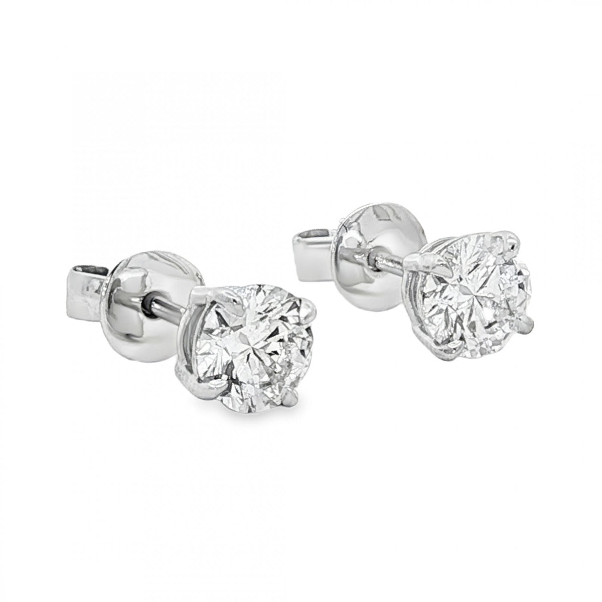 1.40ct White Gold Certified Round Diamond Stud Earrings - VS1/D