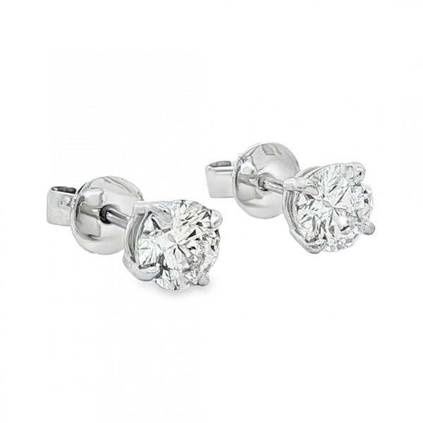 1.40ct White Gold Certified Round Diamond Stud Earrings - VS1/D