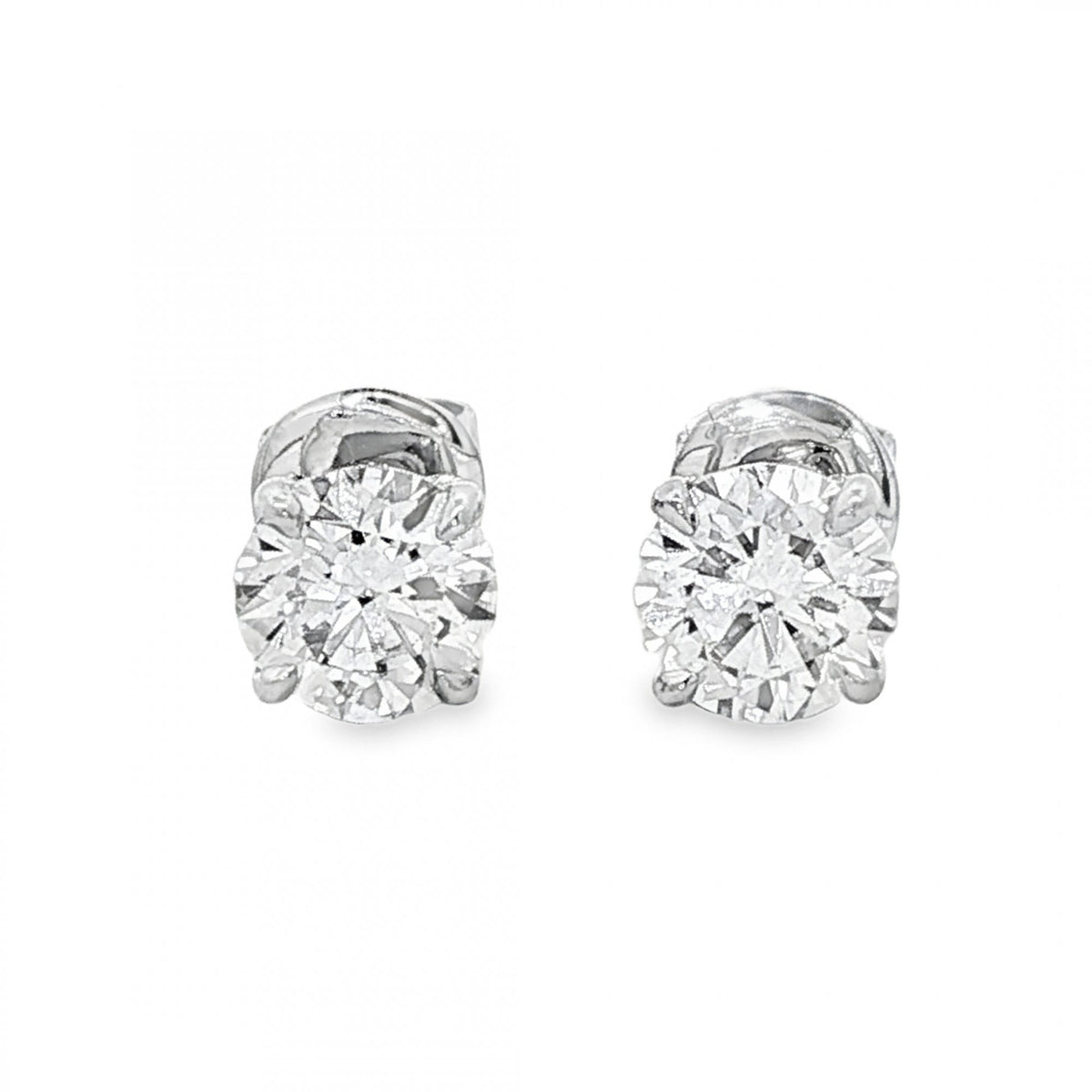 1.40ct White Gold Certified Round Diamond Stud Earrings - VS1/D