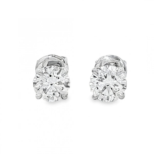 1.40ct White Gold Certified Round Diamond Stud Earrings - VS1/D