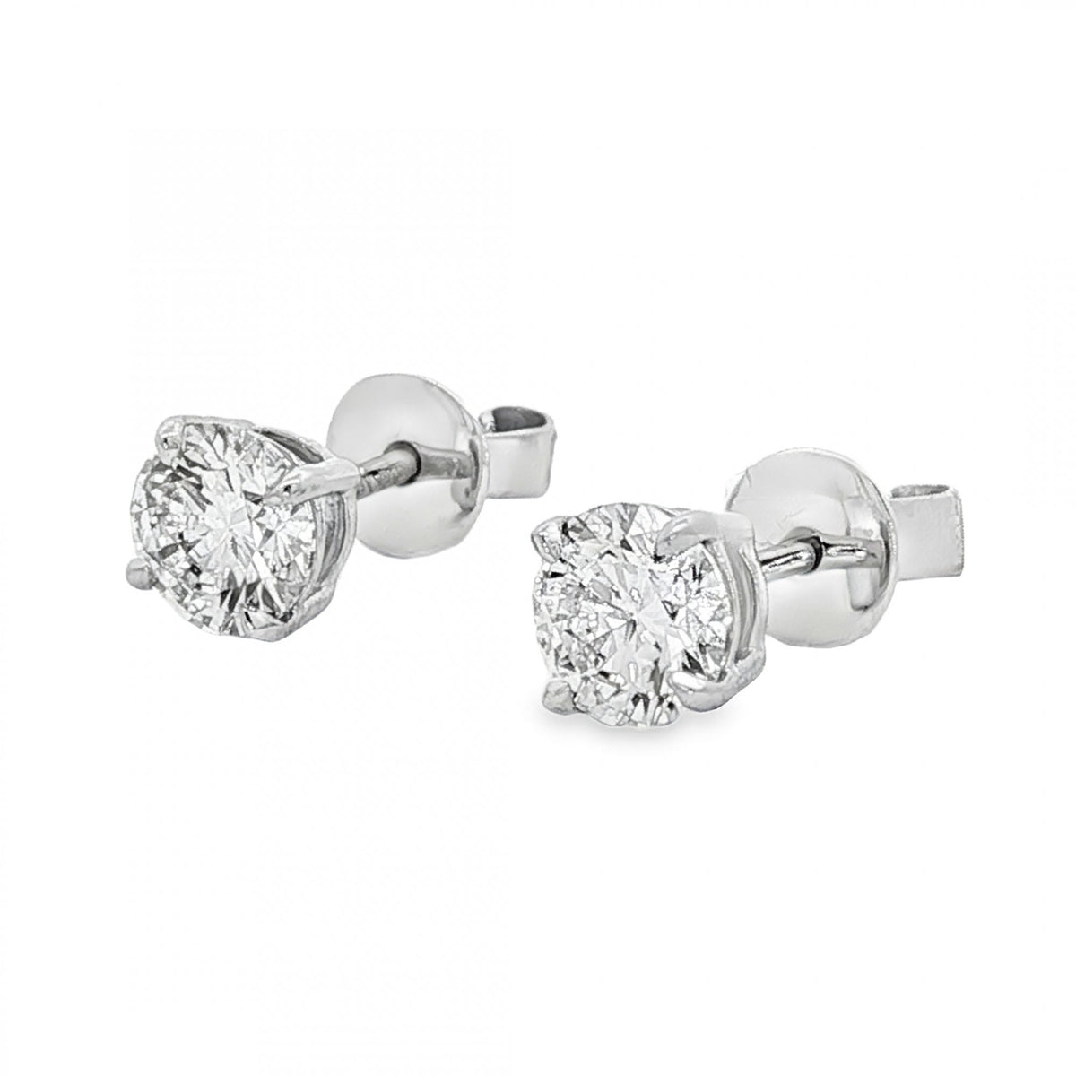 1.40ct White Gold Certified Round Diamond Stud Earrings - VS1/D