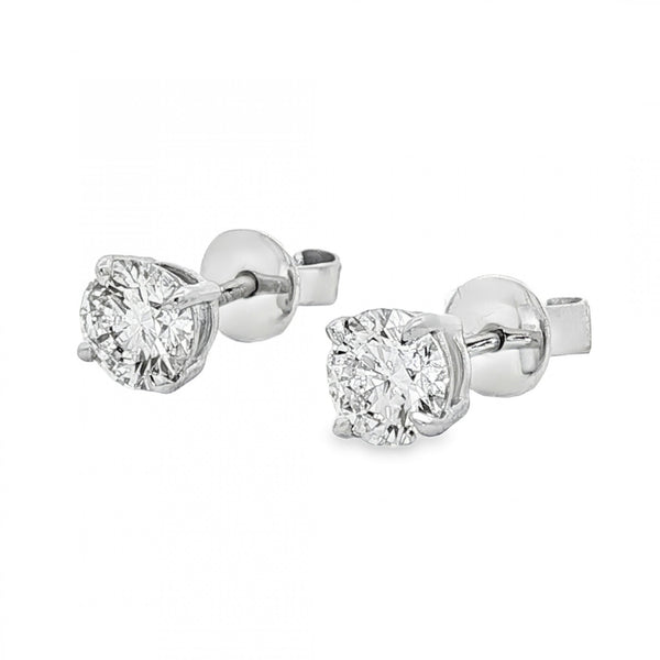 1.40ct White Gold Certified Round Diamond Stud Earrings - VS1/D