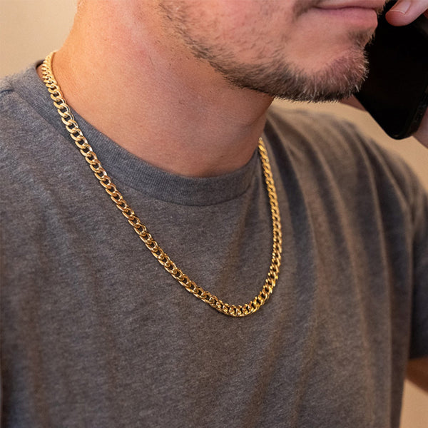 9ct Yellow Gold Hollow Curb Chain - 22" - 18.7g
