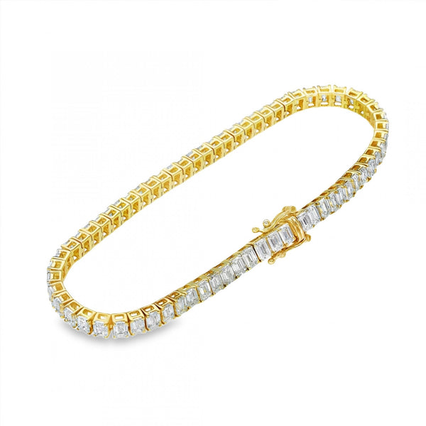 10.00ct Yellow Gold Emerald-Cut Diamond Bracelet - D/VVS1/2