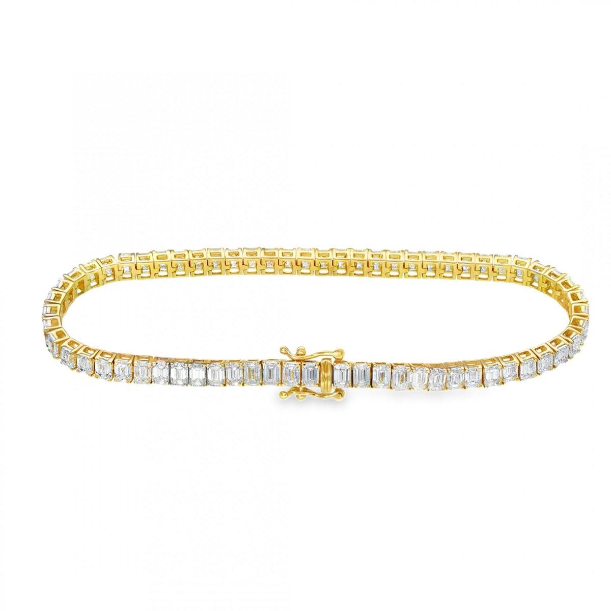 10.00ct Yellow Gold Emerald-Cut Diamond Bracelet - D/VVS1/2