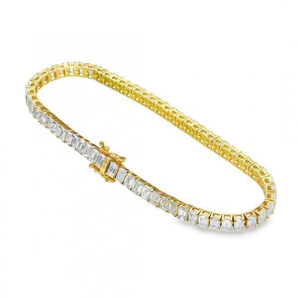 10.00ct Yellow Gold Emerald-Cut Diamond Bracelet - D/VVS1/2