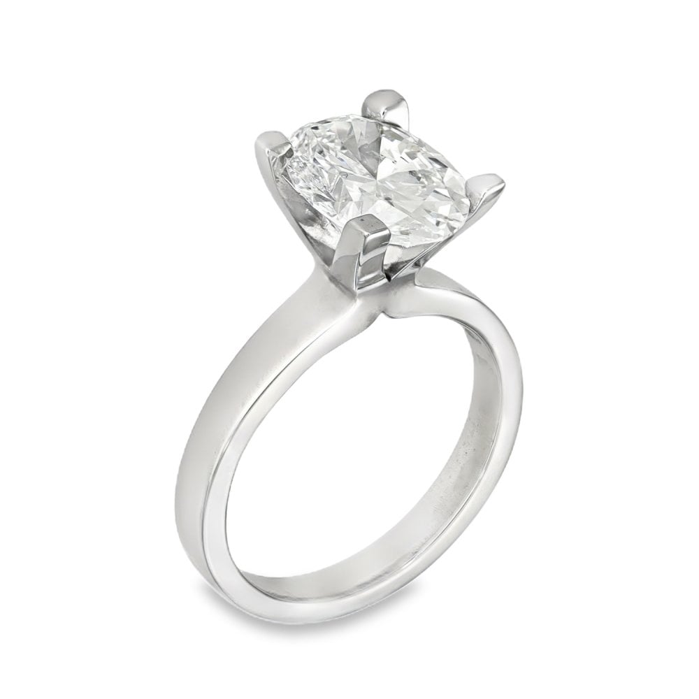 3.02ct White Gold Certified Oval Diamond Engagement Ring -D/VVS2