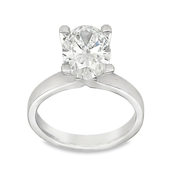3.02ct White Gold Certified Oval Diamond Engagement Ring -D/VVS2