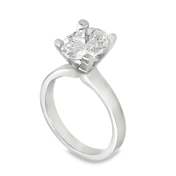 3.02ct White Gold Certified Oval Diamond Engagement Ring -D/VVS2