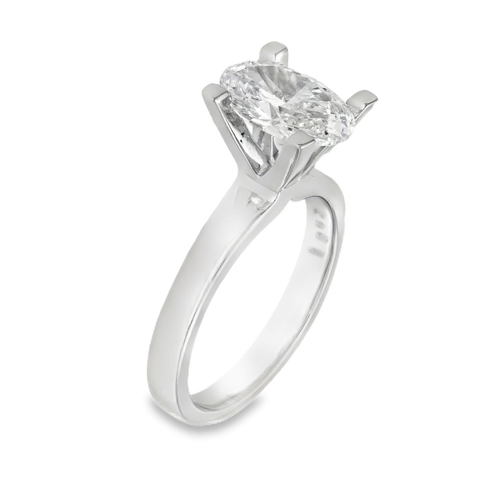 2.01ct Platinum Certified Oval Diamond Engagement Ring - D/VVS2