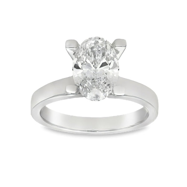 2.01ct Platinum Certified Oval Diamond Engagement Ring - D/VVS2