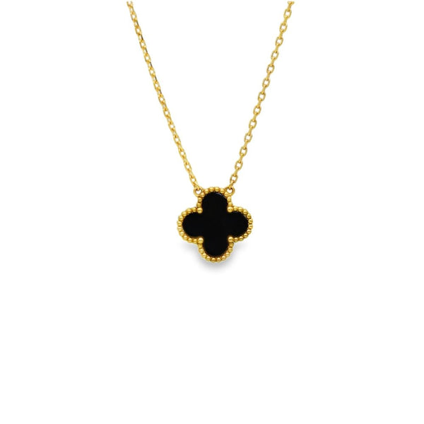 18ct Yellow Gold Vintage Alhambra Pendant & Chain - 15/17" -5.4g