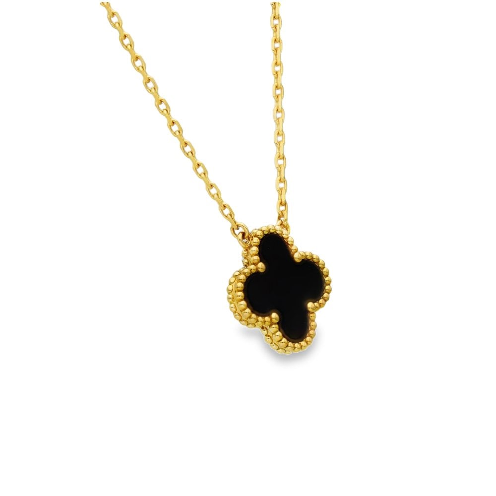 18ct Yellow Gold Vintage Alhambra Pendant & Chain - 15/17" -5.4g