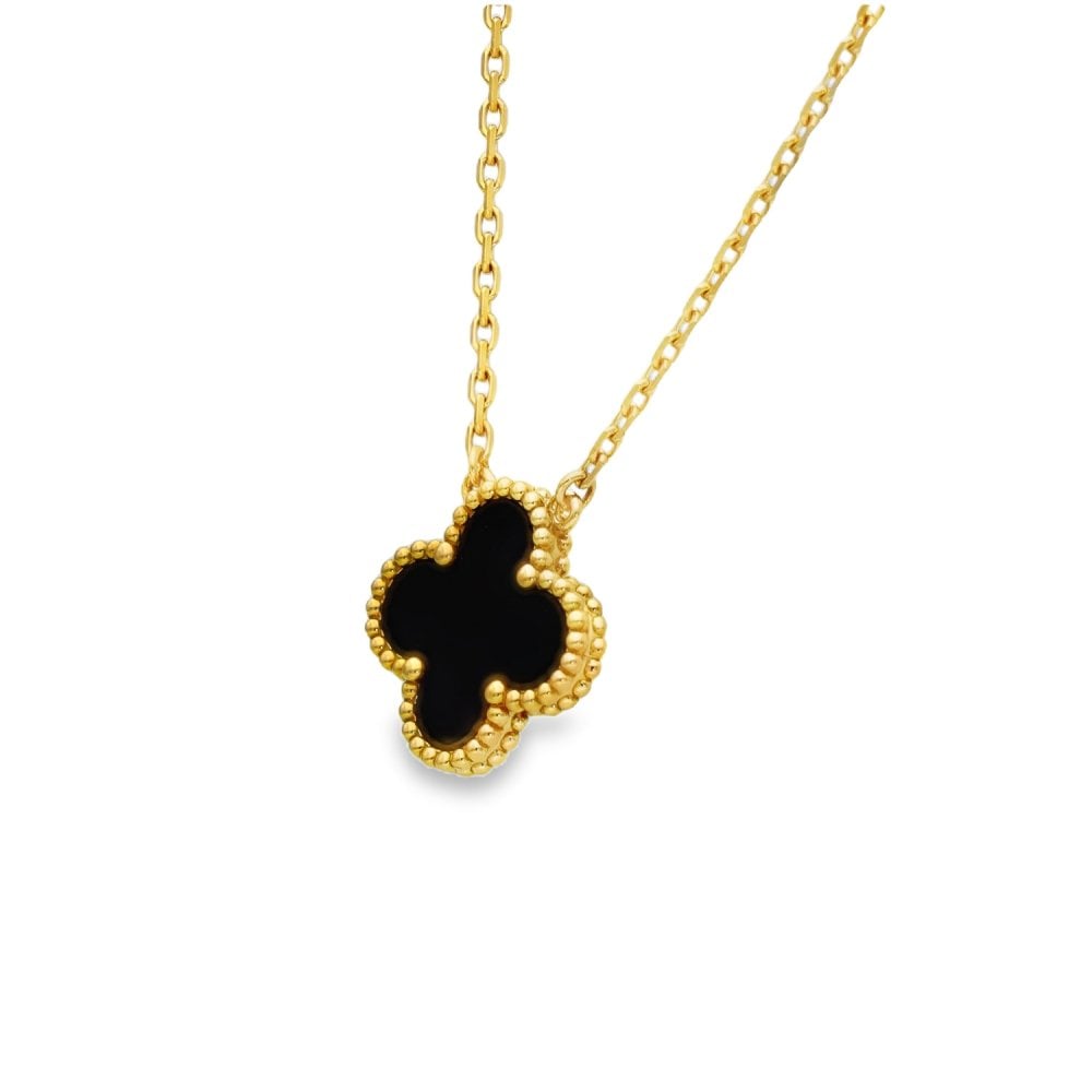 18ct Yellow Gold Vintage Alhambra Pendant & Chain - 15/17" -5.4g