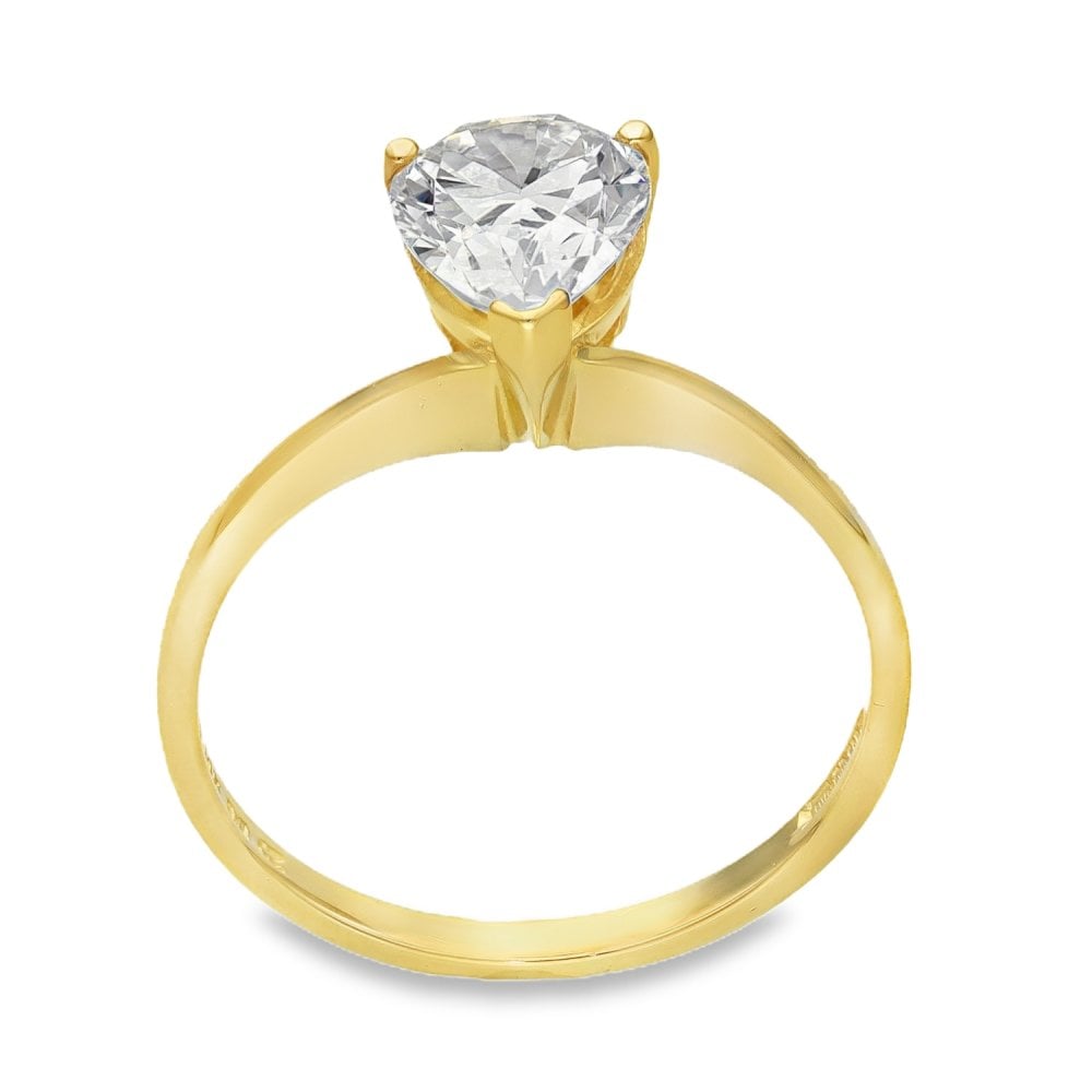 14ct Yellow Gold CZ Pear Solitaire Ring - Size Q - 3.2g