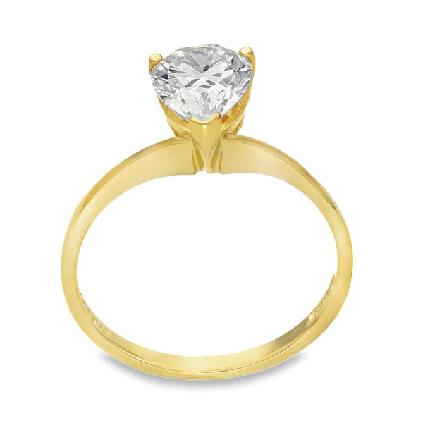 14ct Yellow Gold CZ Pear Solitaire Ring - Size Q - 3.2g