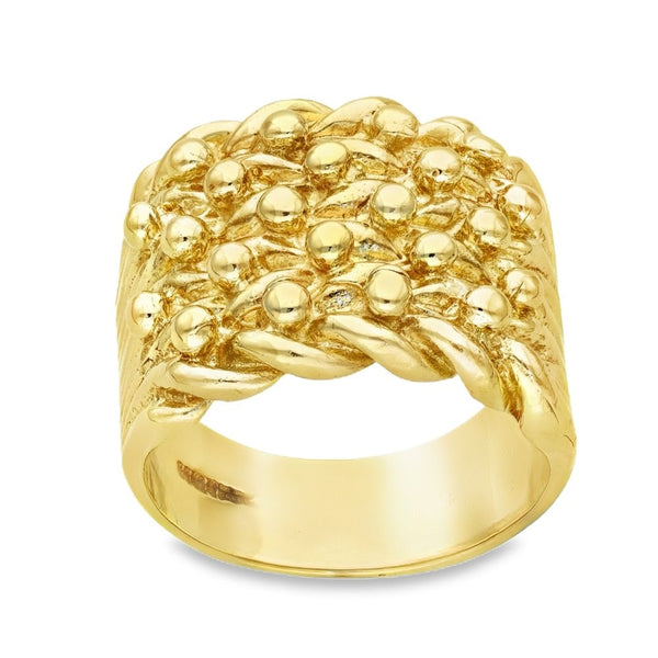 9ct Yellow Gold Heavy Shot Ring - Size Z+3 - 21mm