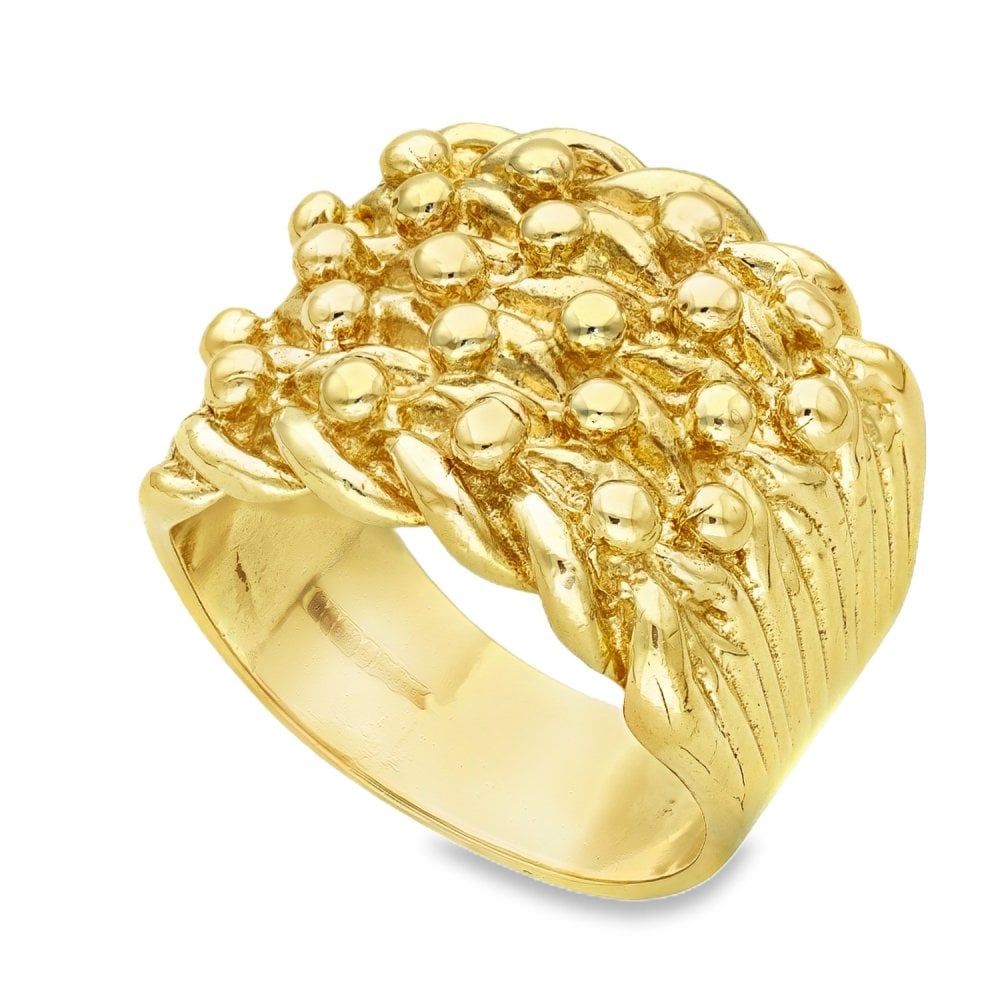9ct Yellow Gold Heavy Shot Ring - Size Z+3 - 21mm