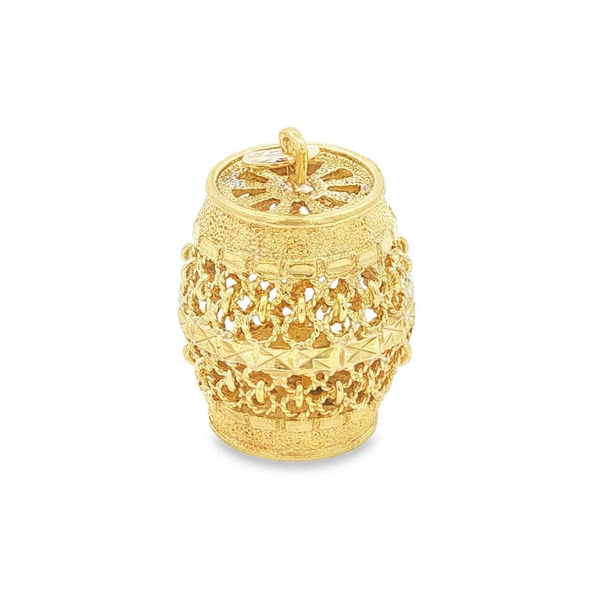 9ct Yellow Gold Open Barrel Charm - 16x21x16mm - 3.9g