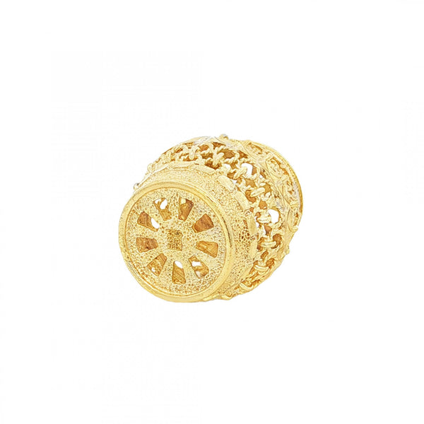 9ct Yellow Gold Open Barrel Charm - 16x21x16mm - 3.9g