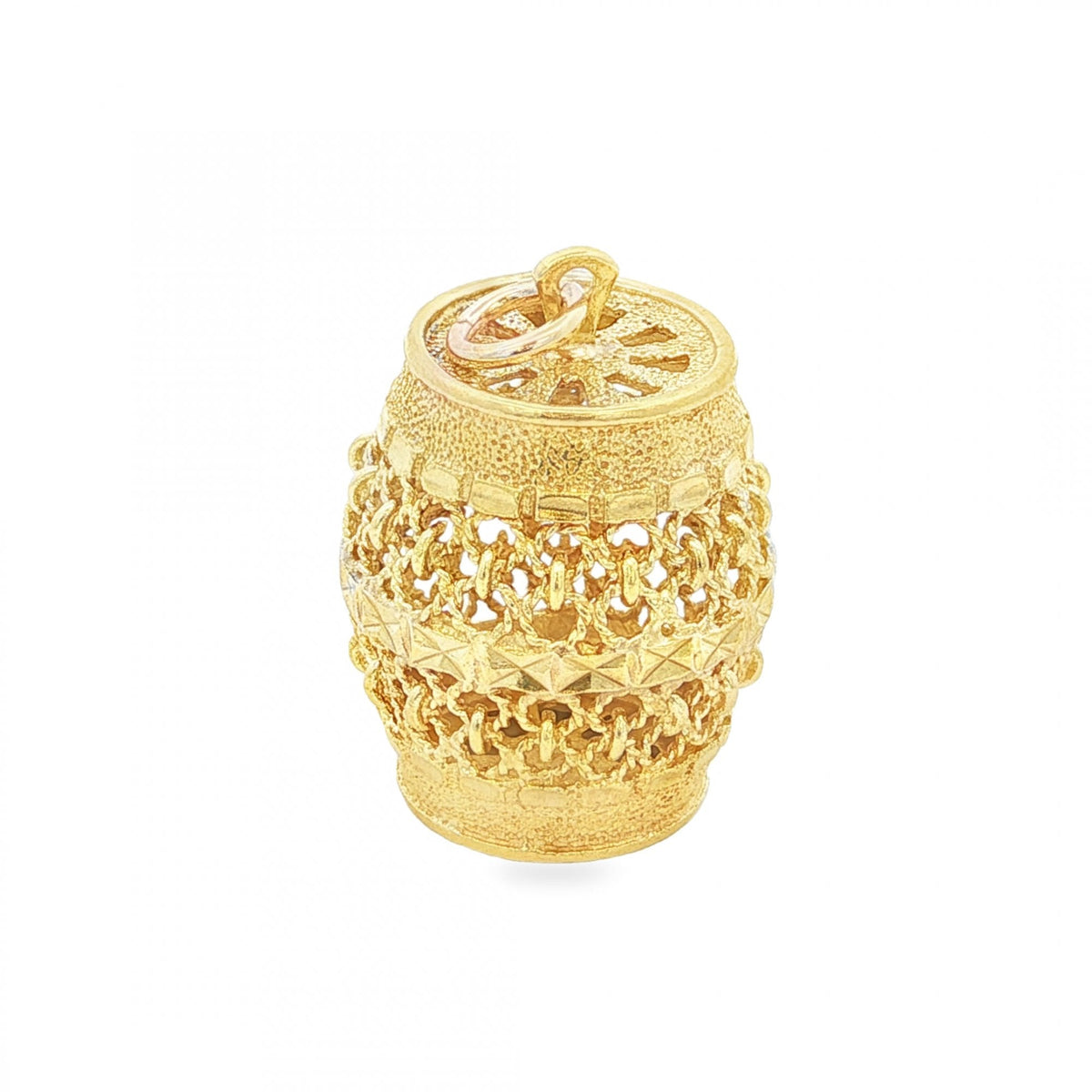 9ct Yellow Gold Open Barrel Charm - 16x21x16mm - 3.9g