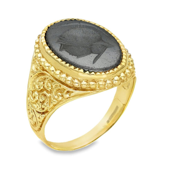 9ct Yellow Gold Intaglio Signet Ring - Size U - 21mm
