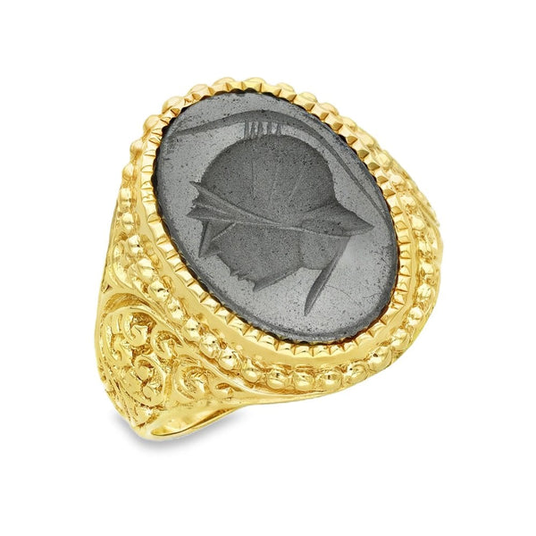 9ct Yellow Gold Intaglio Signet Ring - Size U - 21mm