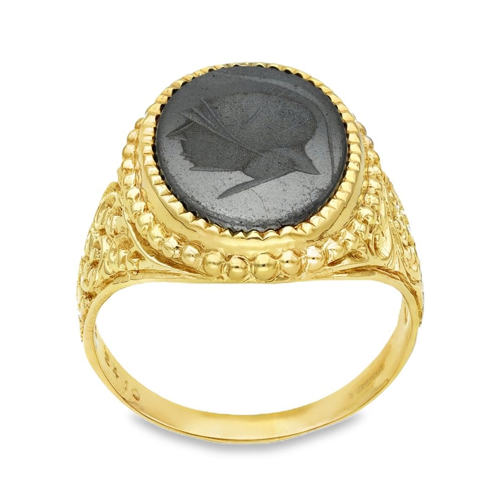 9ct Yellow Gold Intaglio Signet Ring - Size U - 21mm