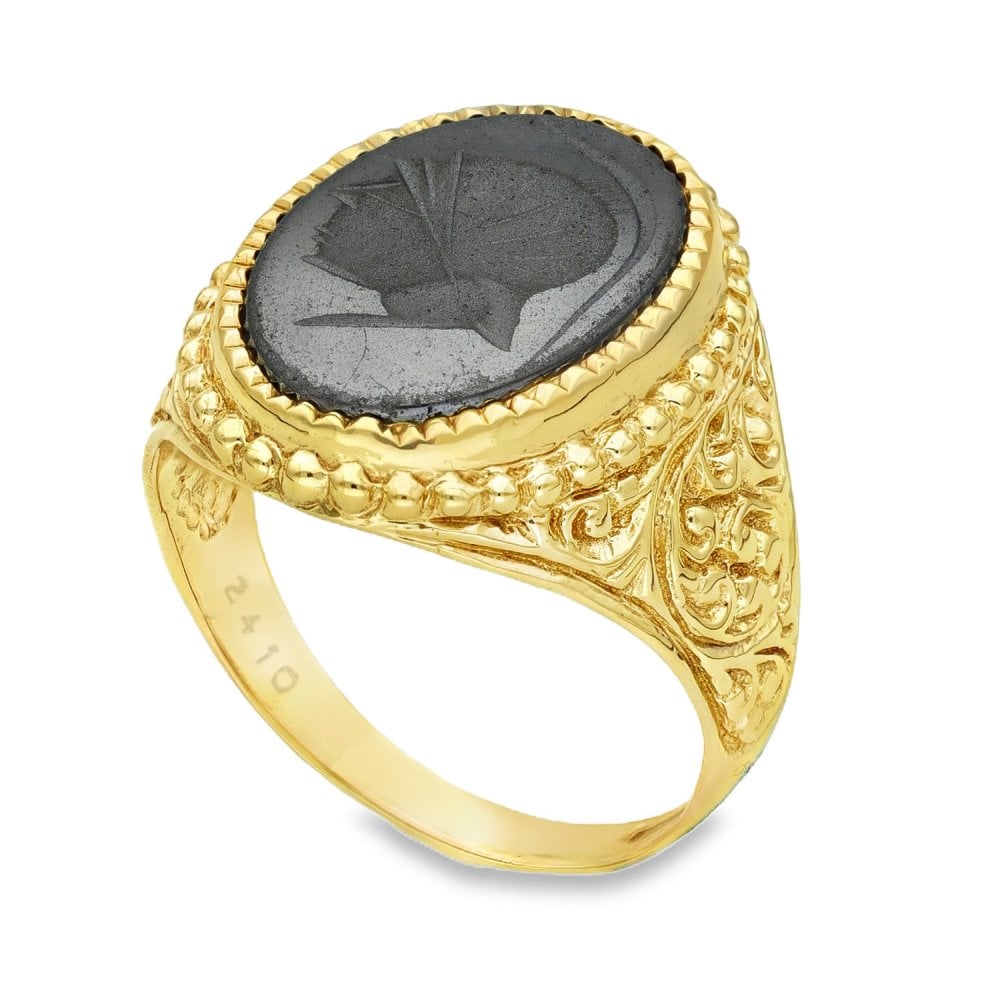 9ct Yellow Gold Intaglio Signet Ring - Size U - 21mm