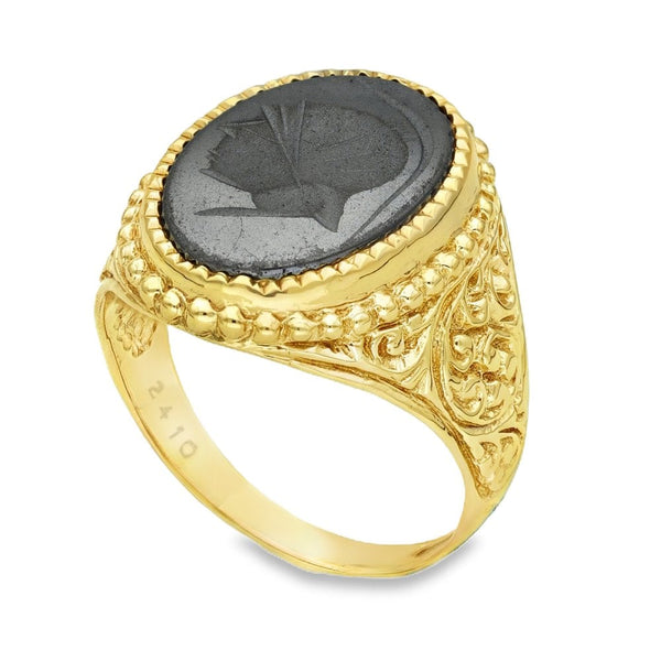 9ct Yellow Gold Intaglio Signet Ring - Size U - 21mm