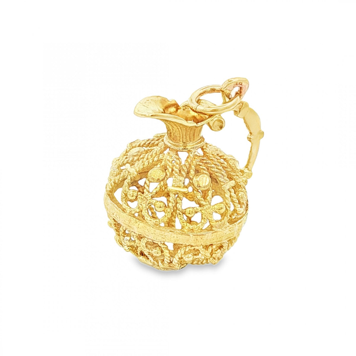9ct Yellow Gold Open Jug Charm - 17x21x15mm - 2.6g