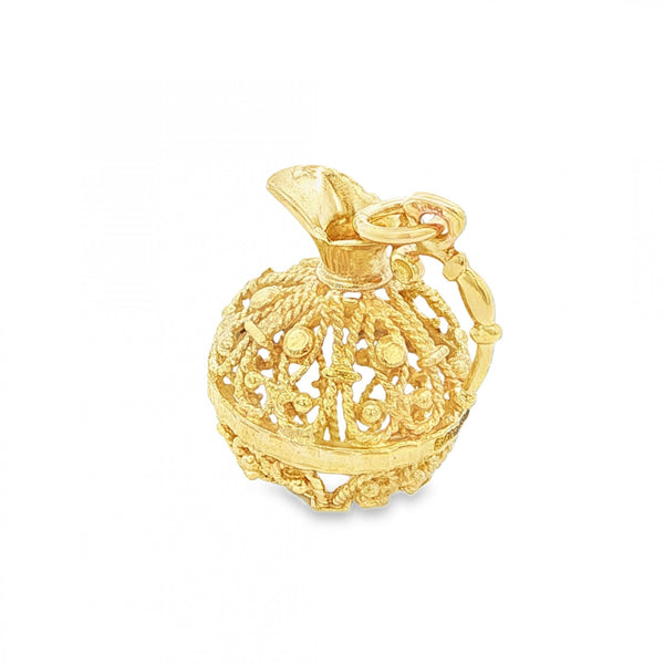 9ct Yellow Gold Open Jug Charm - 17x21x15mm - 2.6g