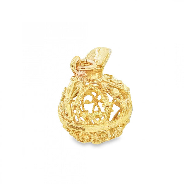 9ct Yellow Gold Open Jug Charm - 17x21x15mm - 2.6g