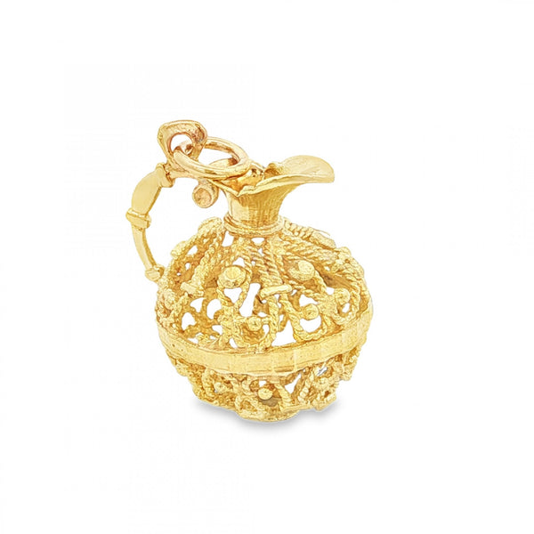9ct Yellow Gold Open Jug Charm - 17x21x15mm - 2.6g