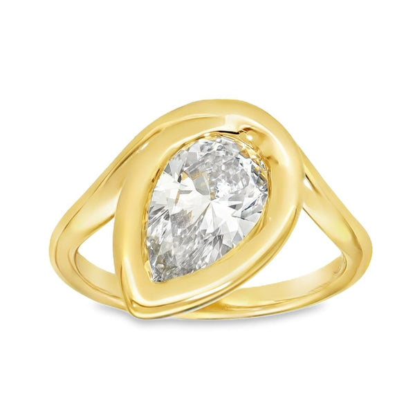 2.05ct Yellow Gold Diamond Solitaire Twist Engagement Ring -G/VS