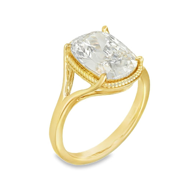 3.04ct Yellow Gold Certified Oval Diamond Engagement Ring - G/VS