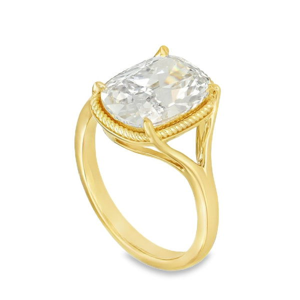 3.04ct Yellow Gold Certified Oval Diamond Engagement Ring - G/VS