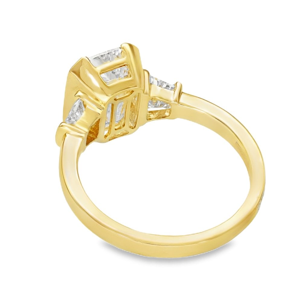 3.59ct Yellow Gold Emerald Diamond Engagement Ring - F/VS1
