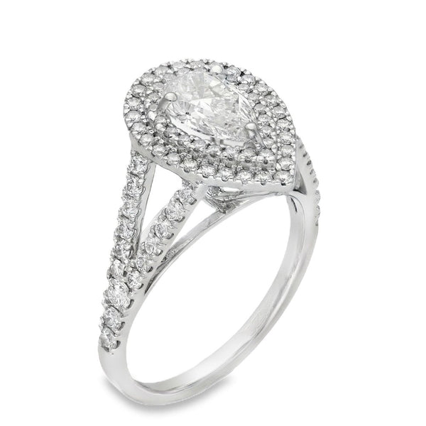 18ct White Gold Pear Cluster Diamond Ring - Size N - 1.71ct