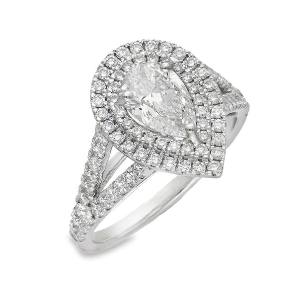 18ct White Gold Pear Cluster Diamond Ring - Size N - 1.71ct