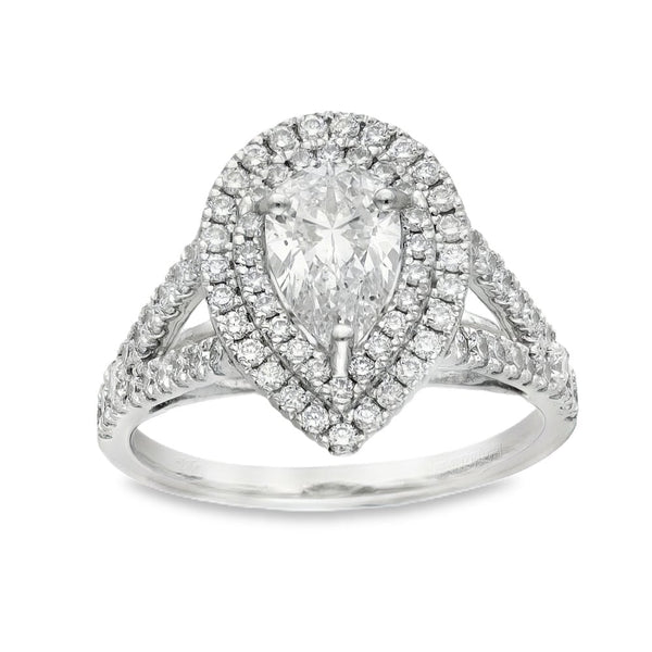 18ct White Gold Pear Cluster Diamond Ring - Size N - 1.71ct