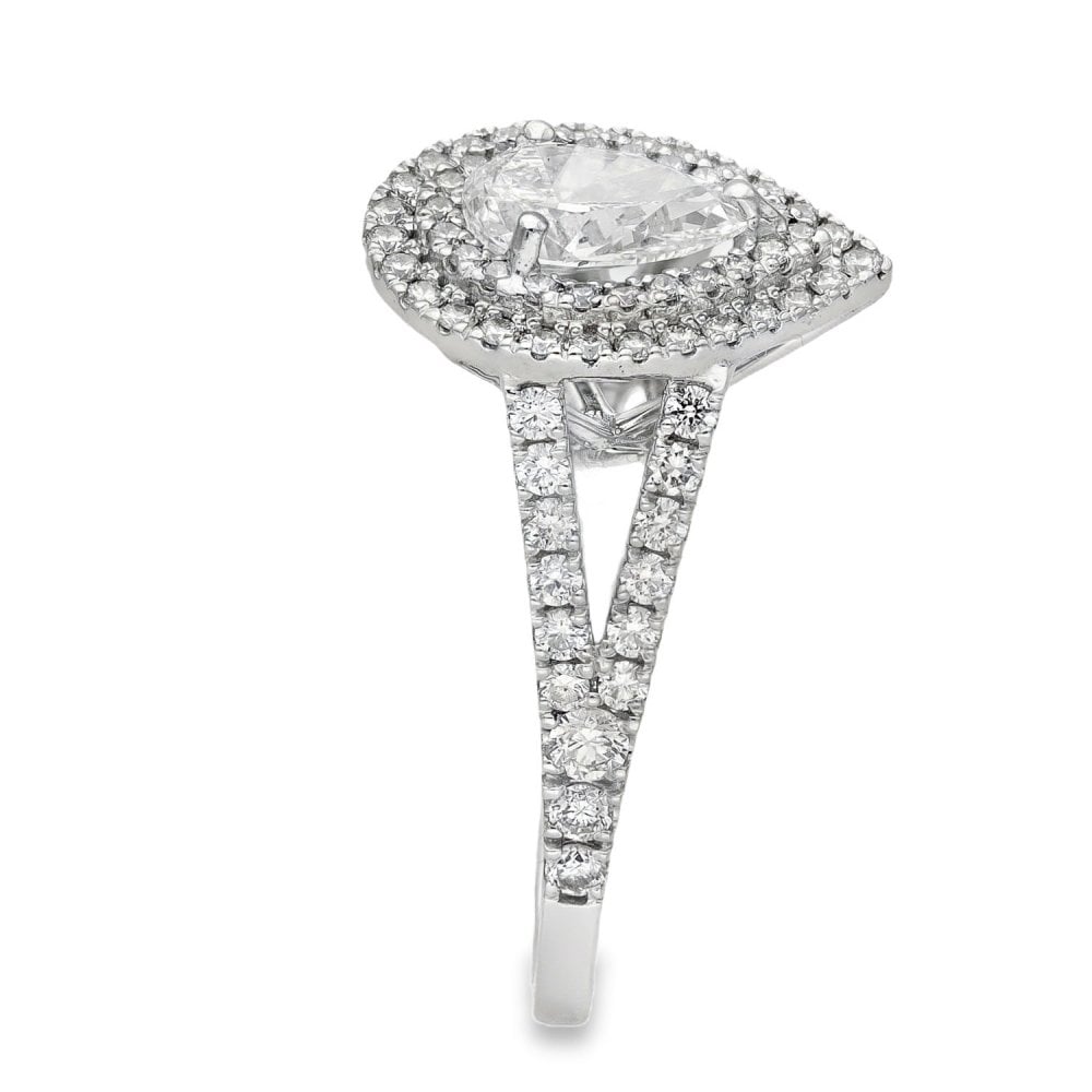 18ct White Gold Pear Cluster Diamond Ring - Size N - 1.71ct