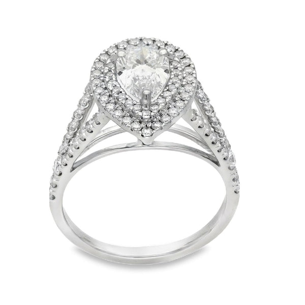 18ct White Gold Pear Cluster Diamond Ring - Size N - 1.71ct