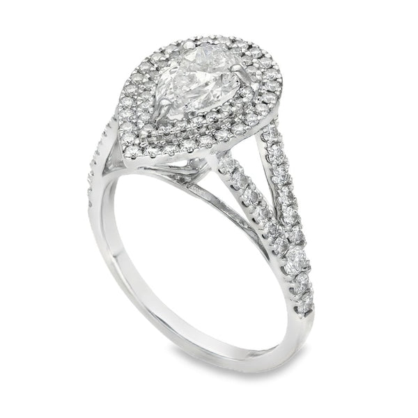 18ct White Gold Pear Cluster Diamond Ring - Size N - 1.71ct
