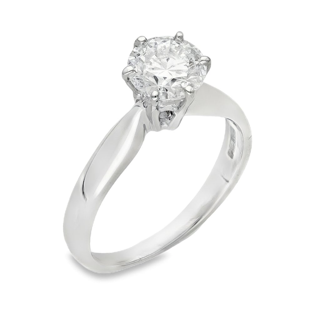 18ct White Gold Diamond Solitaire Engagement Ring - 1.05ct