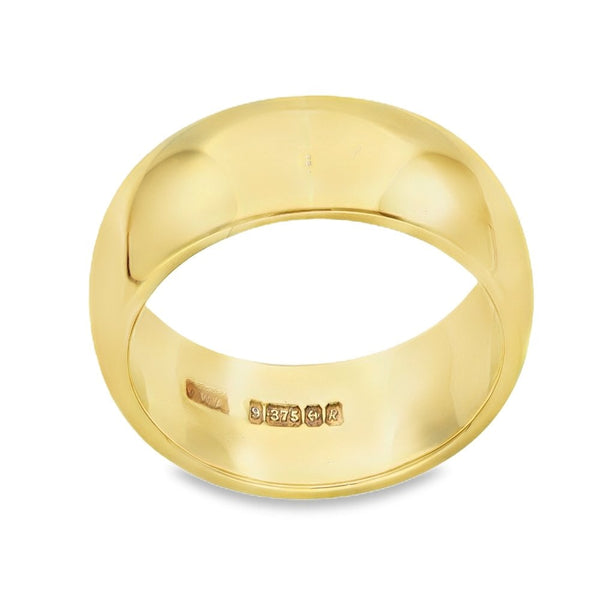 9ct Yellow Gold D-Shape Wedding Band - Size U - 10mm