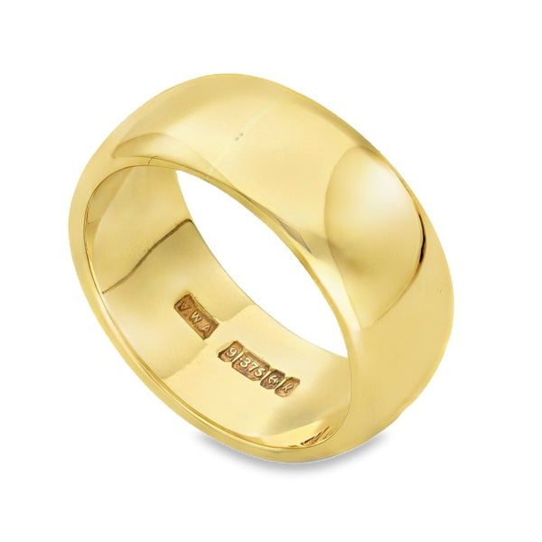 9ct Yellow Gold D-Shape Wedding Band - Size U - 10mm
