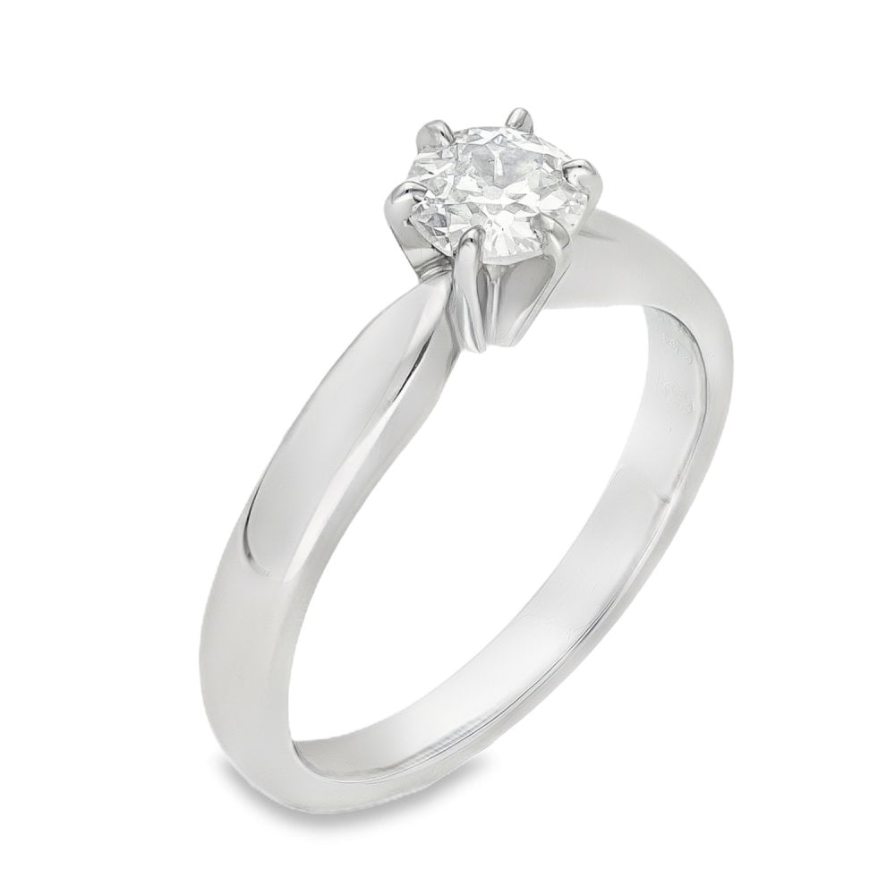 950 Platinum Diamond Solitaire Engagement Ring - Size N - 0.53ct